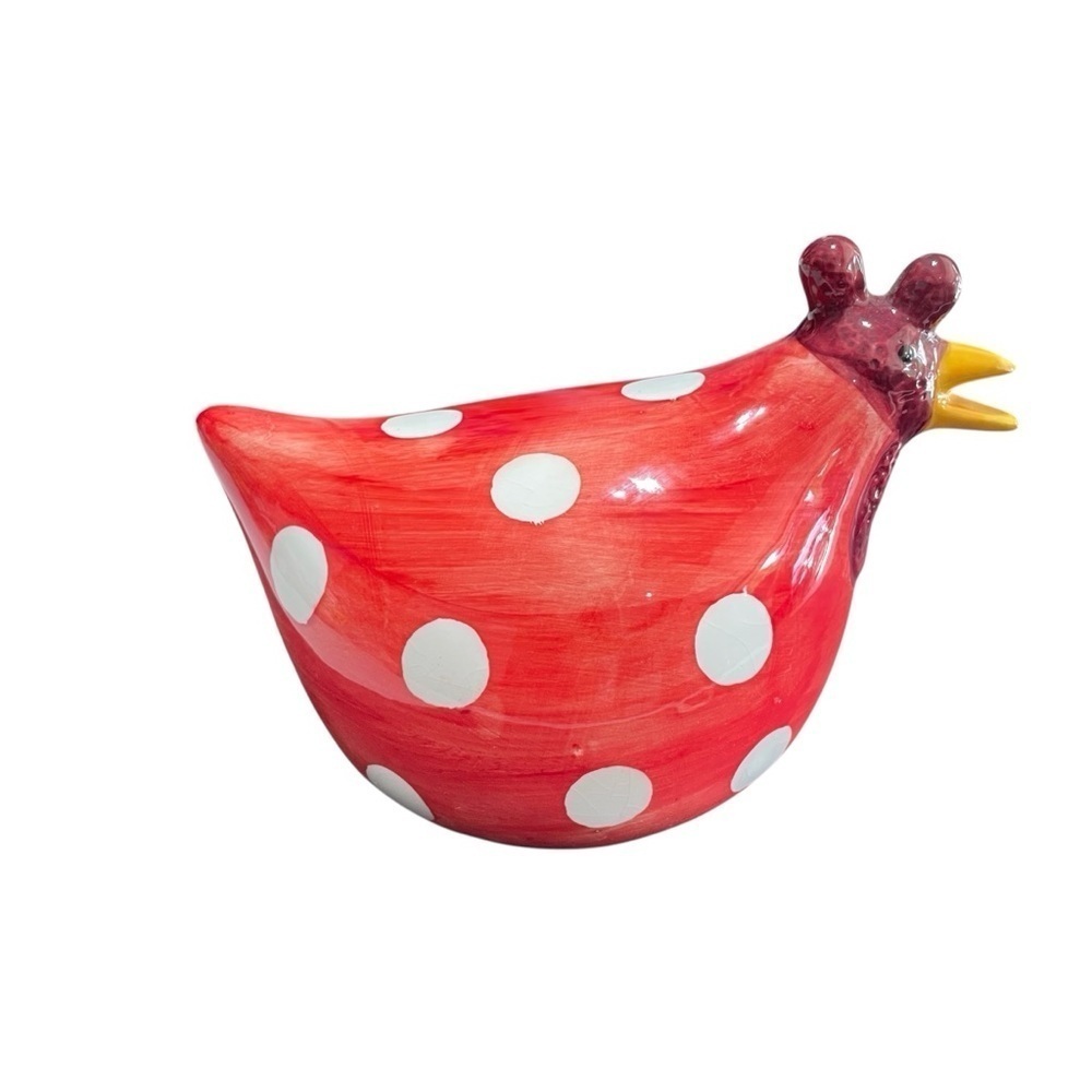 Rooster & Hen Chili Peppers & polka dot Hand Painted ceramic figurine VTG, farm - Picture 8 of 16
